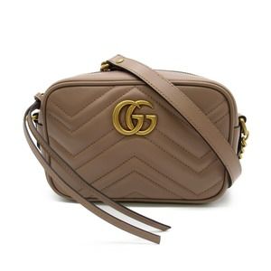 Gucci Chain Shoulder Bag Leather Beige Pink